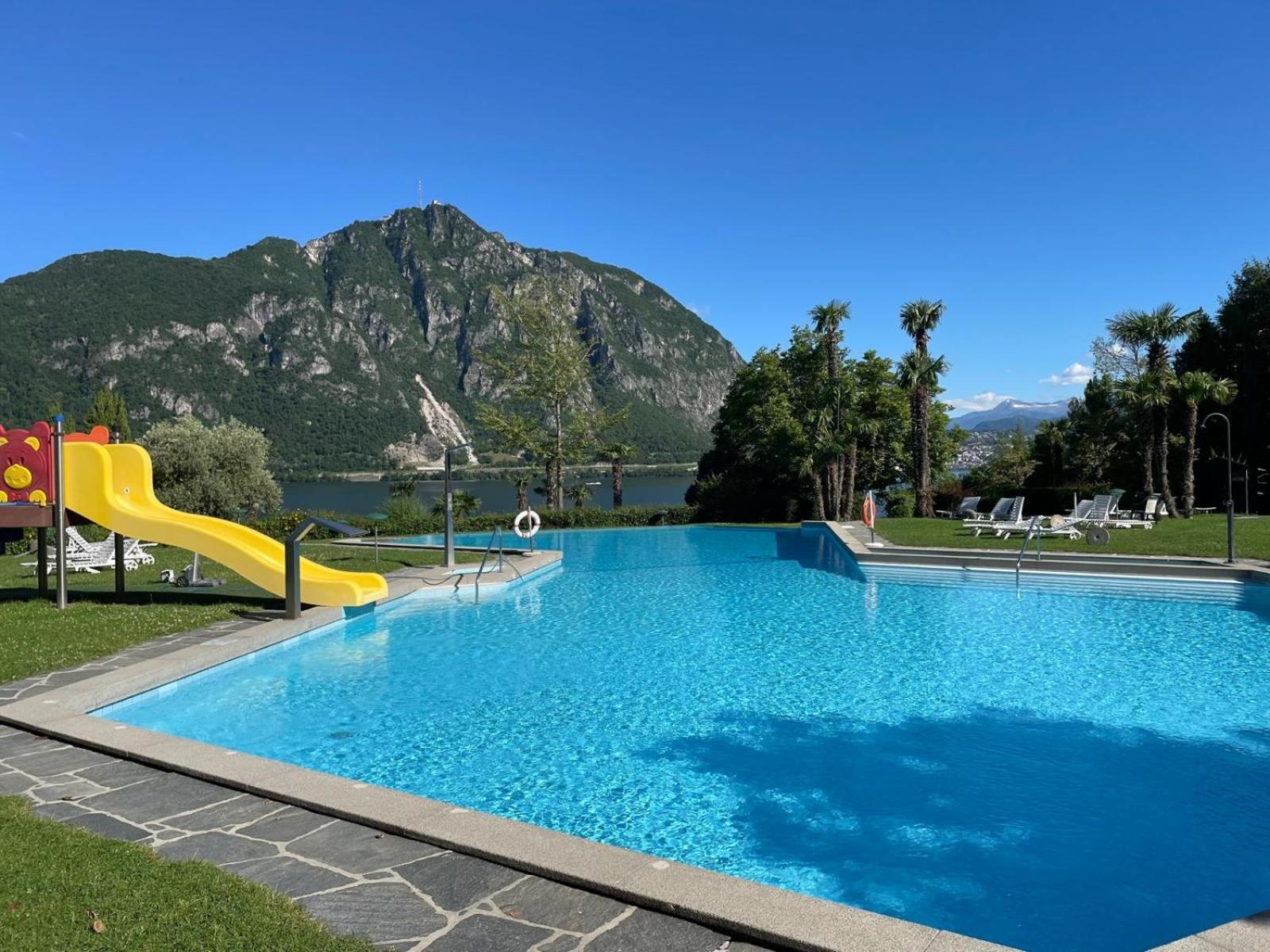 Luganersee, Pool, Strand, Parkplatz, Suite 204 Bissone Exterior photo