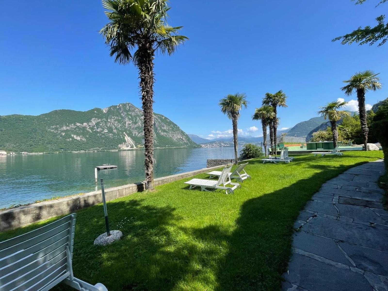 Luganersee, Pool, Strand, Parkplatz, Suite 204 Bissone Exterior photo